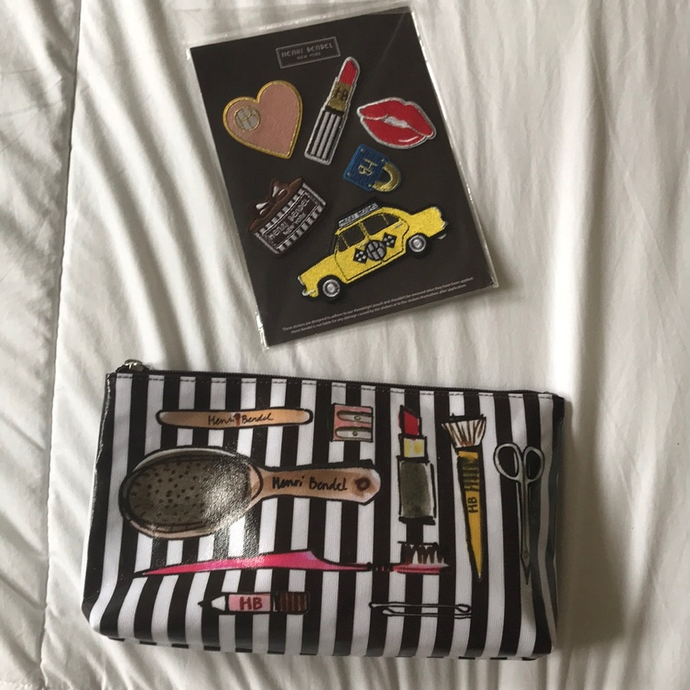Henri Bendel cosmetic pouch with stickers